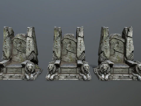 Lion Stone Throne 3D Model