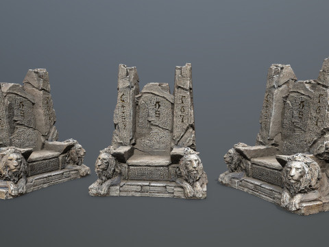 Lion Stone Throne 3D Model