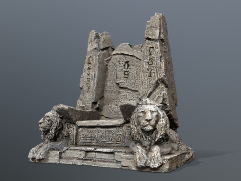 Lion Stone Throne 3D Model