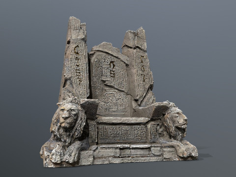Lion Stone Throne 3D Model