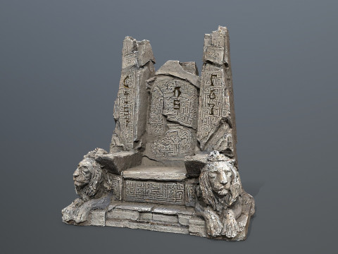 Lion Stone Throne 3D Model