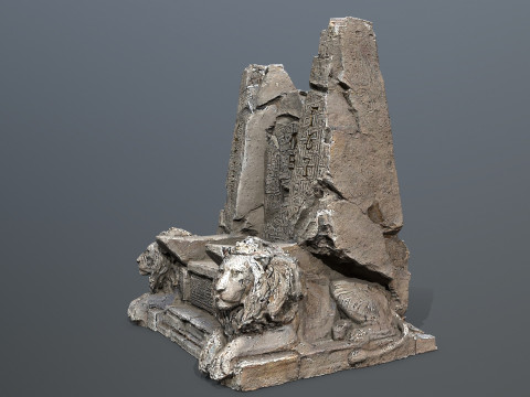 Lion Stone Throne 3D Model