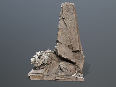 Lion Stone Throne 3D Model