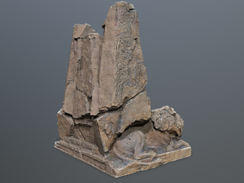Lion Stone Throne 3D Model