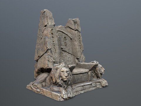 Lion Stone Throne 3D Model