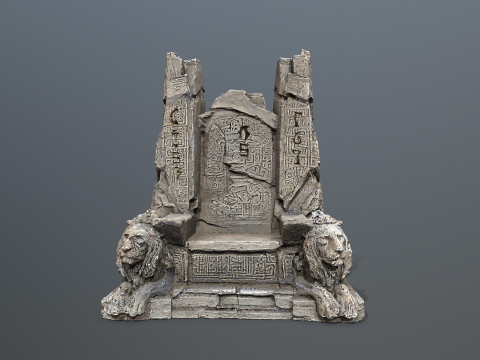 Lion Stone Throne 3D Model