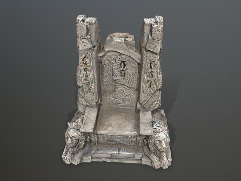Lion Stone Throne 3D Model