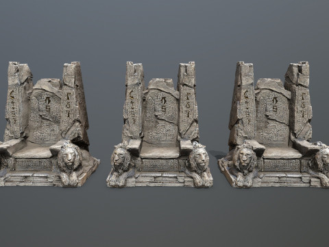 Lion Stone Throne 3D Model