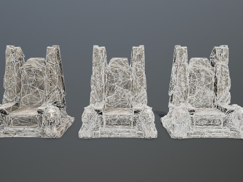 Lion Stone Throne 3D Model