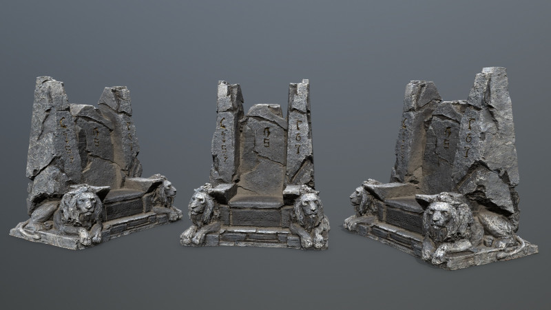 Lion Stone Throne 3Dモデル .c4d .max .obj .3ds .fbx .stl .blend