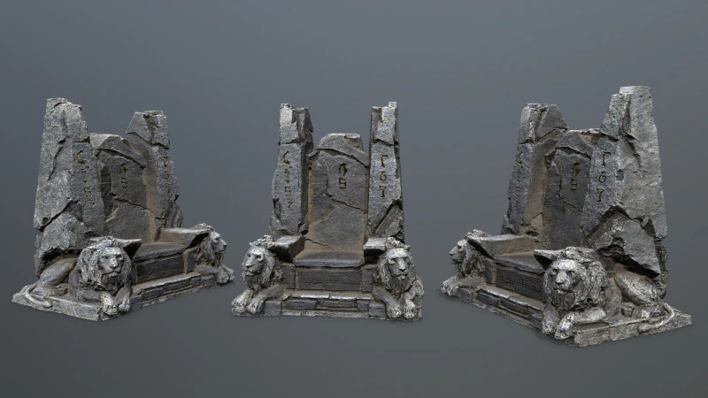 Lion Stone Throne 3D Model .c4d .max .obj .3ds .fbx .stl .blend