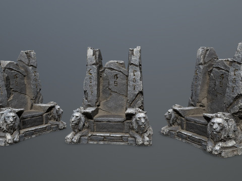 Lion Stone Throne 3D Model