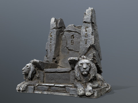 Lion Stone Throne 3Dモデル
