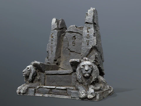 Lion Stone Throne 3D Model