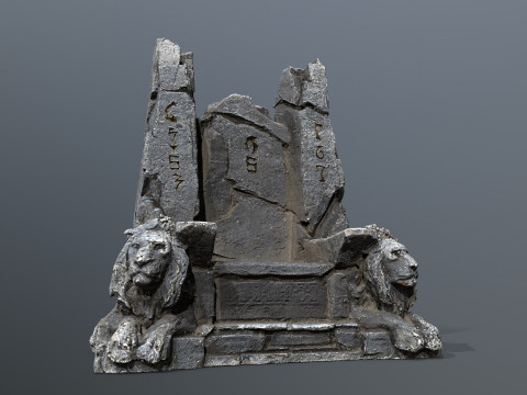 Lion Stone Throne 3Dモデル