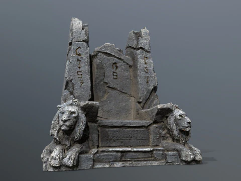 Lion Stone Throne 3D Model