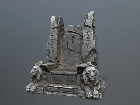 Lion Stone Throne 3D Model