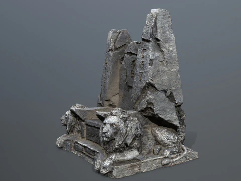Lion Stone Throne 3D Model