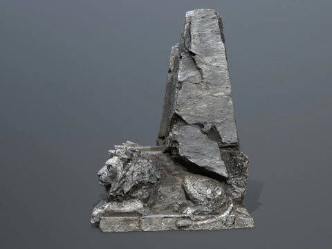 Lion Stone Throne 3D Model