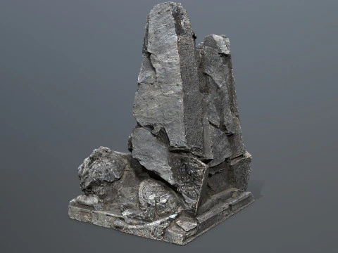 Lion Stone Throne 3D Model
