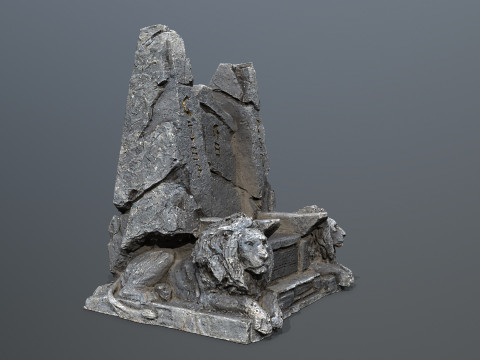 Lion Stone Throne 3Dモデル