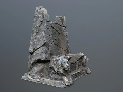 Lion Stone Throne 3D Model