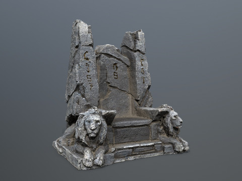 Lion Stone Throne 3Dモデル