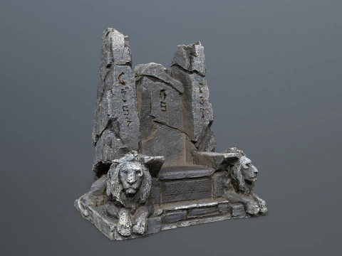 Lion Stone Throne 3D Model