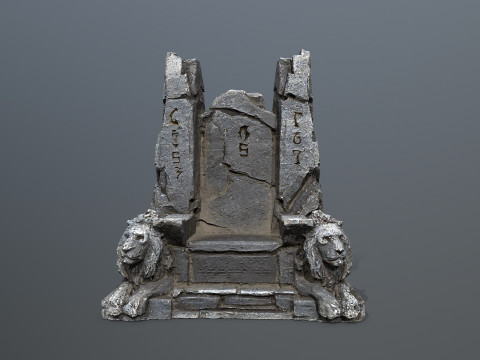 Lion Stone Throne 3Dモデル