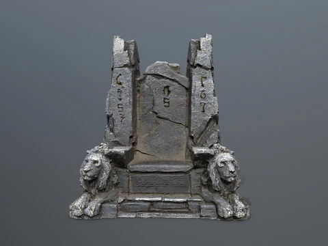 Lion Stone Throne 3D Model
