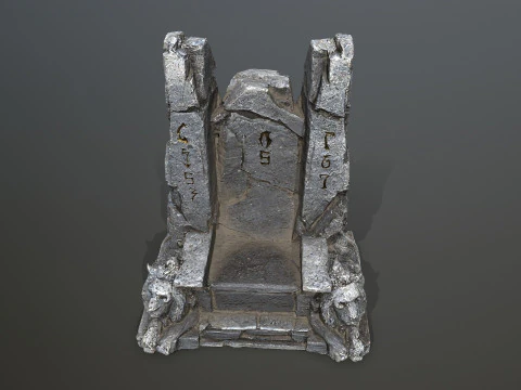 Lion Stone Throne 3D Model
