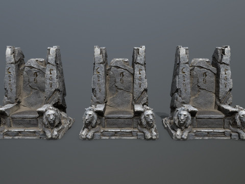 Lion Stone Throne 3Dモデル