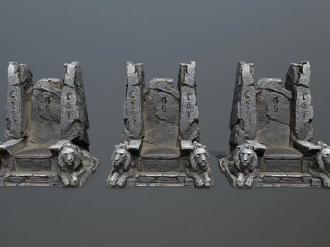 Lion Stone Throne 3D Model