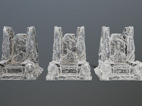 Lion Stone Throne 3Dモデル