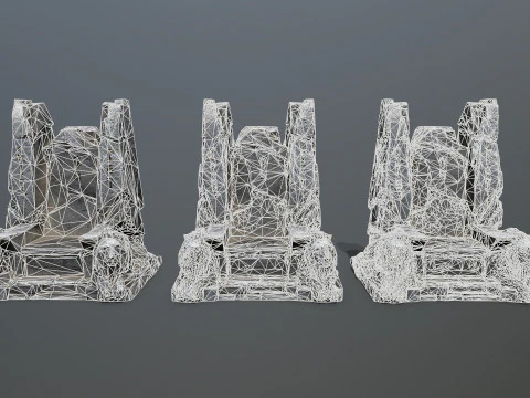 Lion Stone Throne 3D Model
