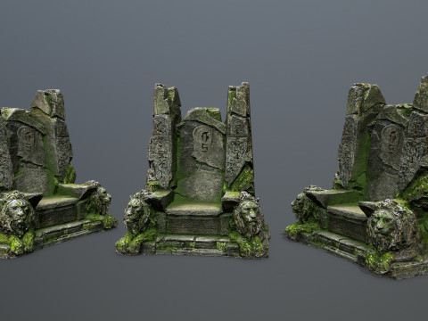 Lion Stone Throne 3D मॉडल