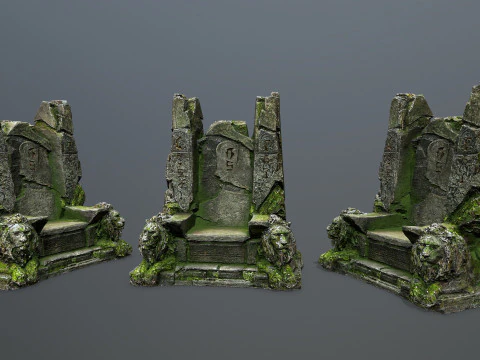 Trono di pietra del leone Modello 3D