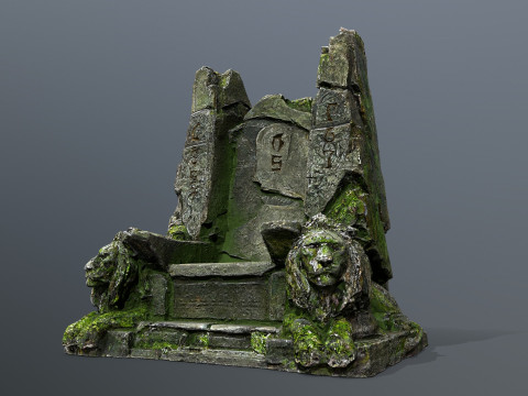 Lion Stone Throne Model 3D
