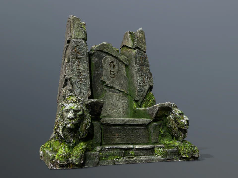 Lion Stone Throne 3D Model