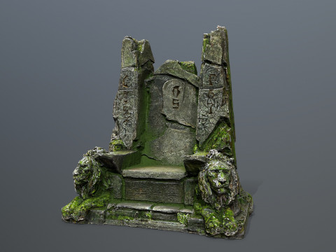 Lion Stone Throne Model 3D