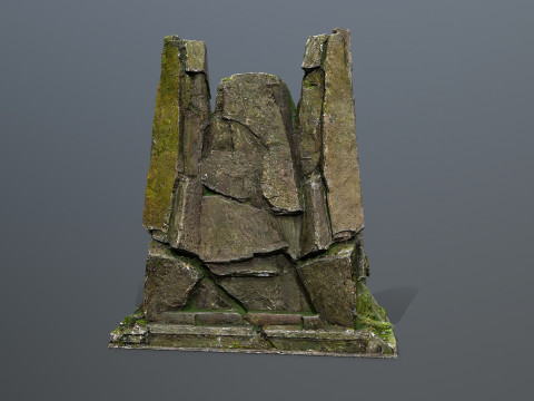 Lion Stone Throne Model 3D
