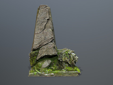 Lion Stone Throne Model 3D