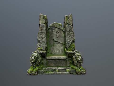 Lion Stone Throne Model 3D