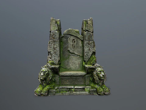 Lion Stone Throne 3D Model