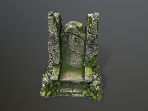 Lion Stone Throne Model 3D