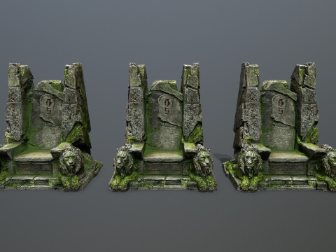 Lion Stone Throne Model 3D