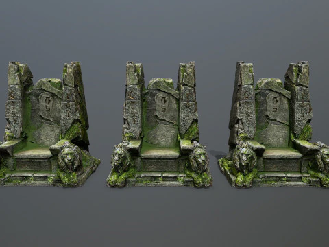 Lion Stone Throne 3D Model