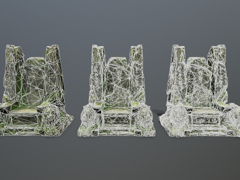 Lion Stone Throne Model 3D