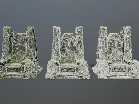 Lion Stone Throne 3D Model