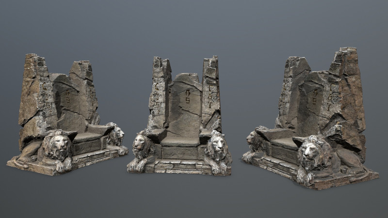 Lion Stone Throne 3Dモデル .c4d .max .obj .3ds .fbx .stl .blend